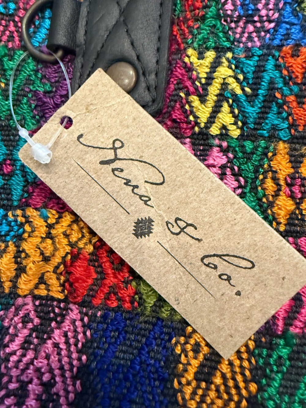 Nena & Co. Multicolor Woven Tote with Black Leather Trim - Picture 2 of 6